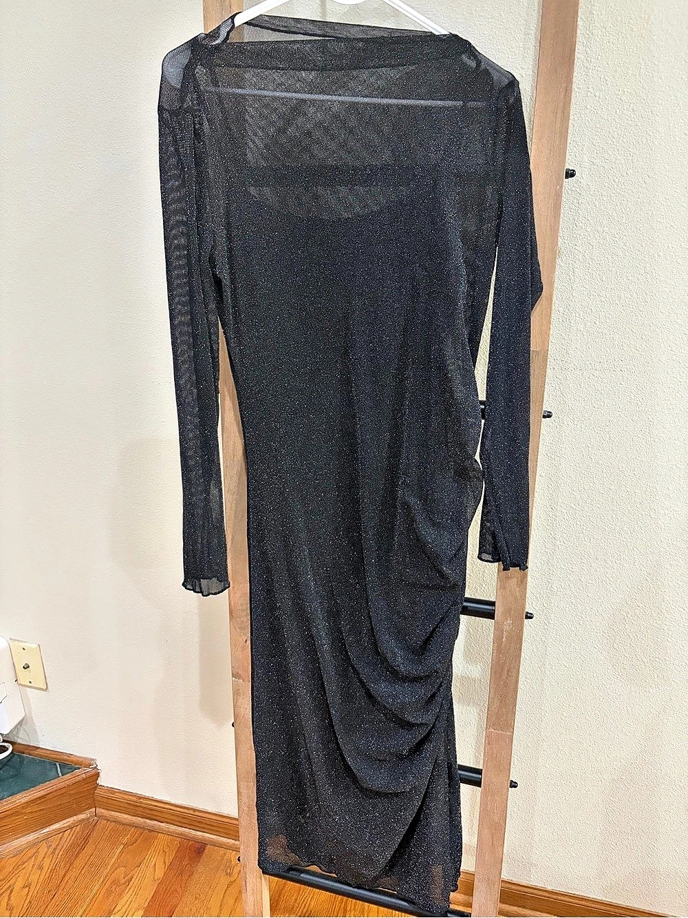 MIOU MUSE Women's Black Draped Maxi Dress Like New
